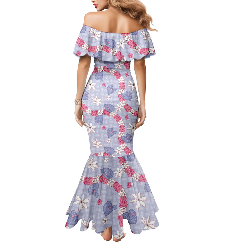Hawaii Anthurium Tiare Pikake Lei Mermaid Dress Poni Lauhala Art Pattern LT01 - Polynesian Pride