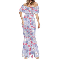 Hawaii Anthurium Tiare Pikake Lei Mermaid Dress Poni Lauhala Art Pattern LT01 - Polynesian Pride