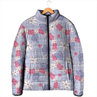 Hawaii Anthurium Tiare Pikake Lei Padded Jacket Poni Lauhala Art Pattern