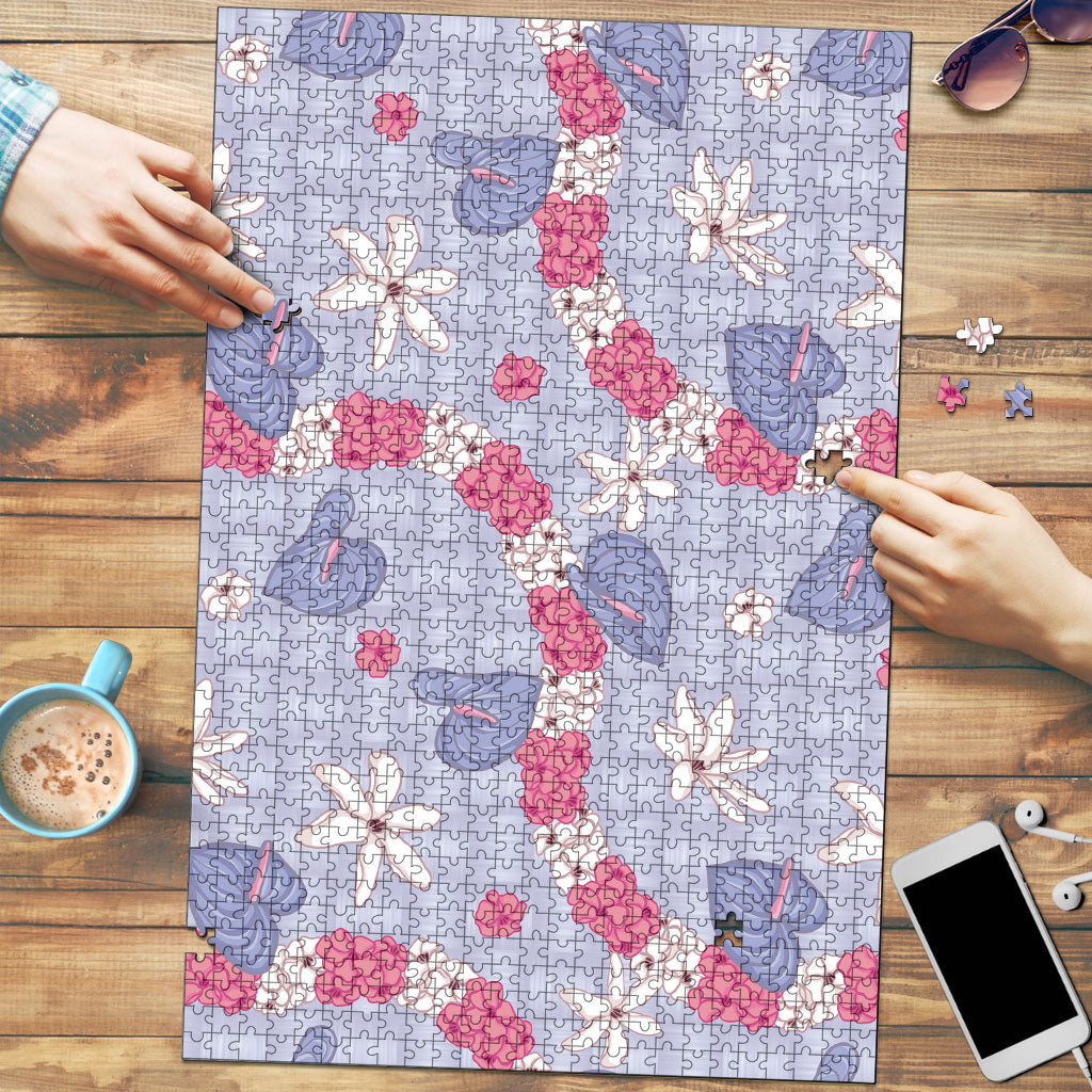 Hawaii Anthurium Tiare Pikake Lei Puzzle Poni Lauhala Art Pattern