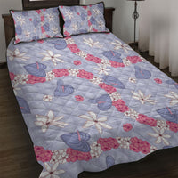 Hawaii Anthurium Tiare Pikake Lei Quilt Bed Set Poni Lauhala Art Pattern LT01 Purple - Polynesian Pride