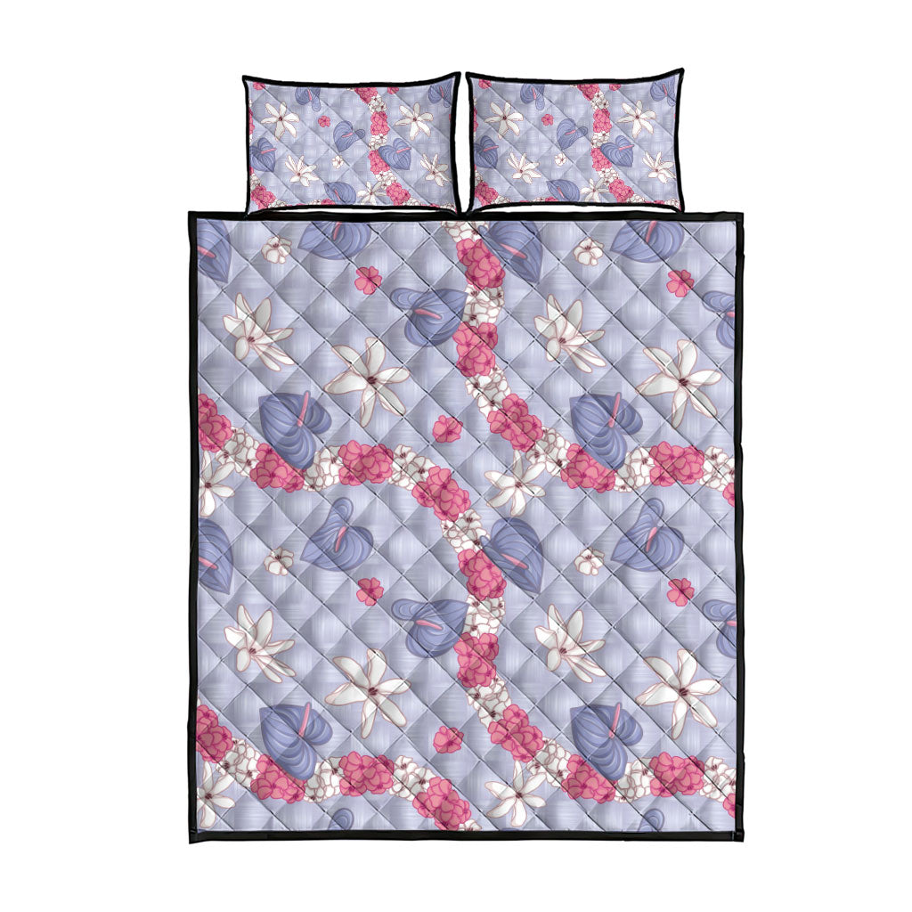Hawaii Anthurium Tiare Pikake Lei Quilt Bed Set Poni Lauhala Art Pattern LT01 - Polynesian Pride