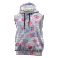 Hawaii Anthurium Tiare Pikake Lei Sleeveless Hoodie Poni Lauhala Art Pattern