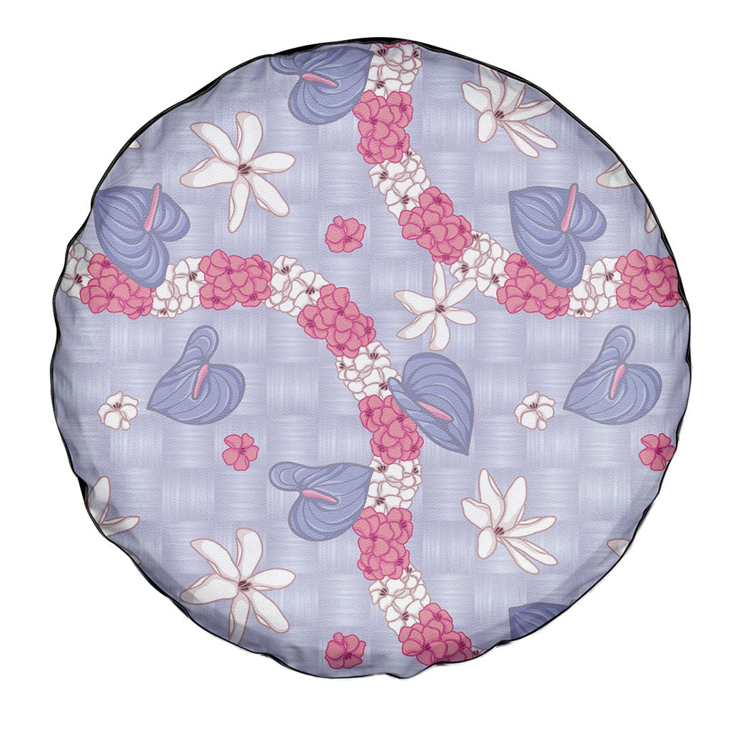 Hawaii Anthurium Tiare Pikake Lei Spare Tire Cover Poni Lauhala Art Pattern LT01 - Polynesian Pride