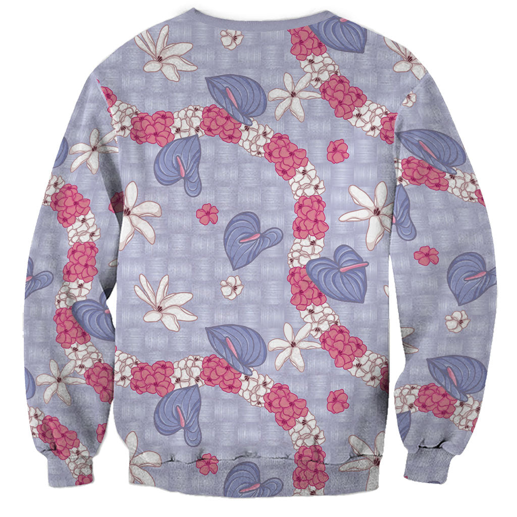 Hawaii Anthurium Tiare Pikake Lei Sweatshirt Poni Lauhala Art Pattern