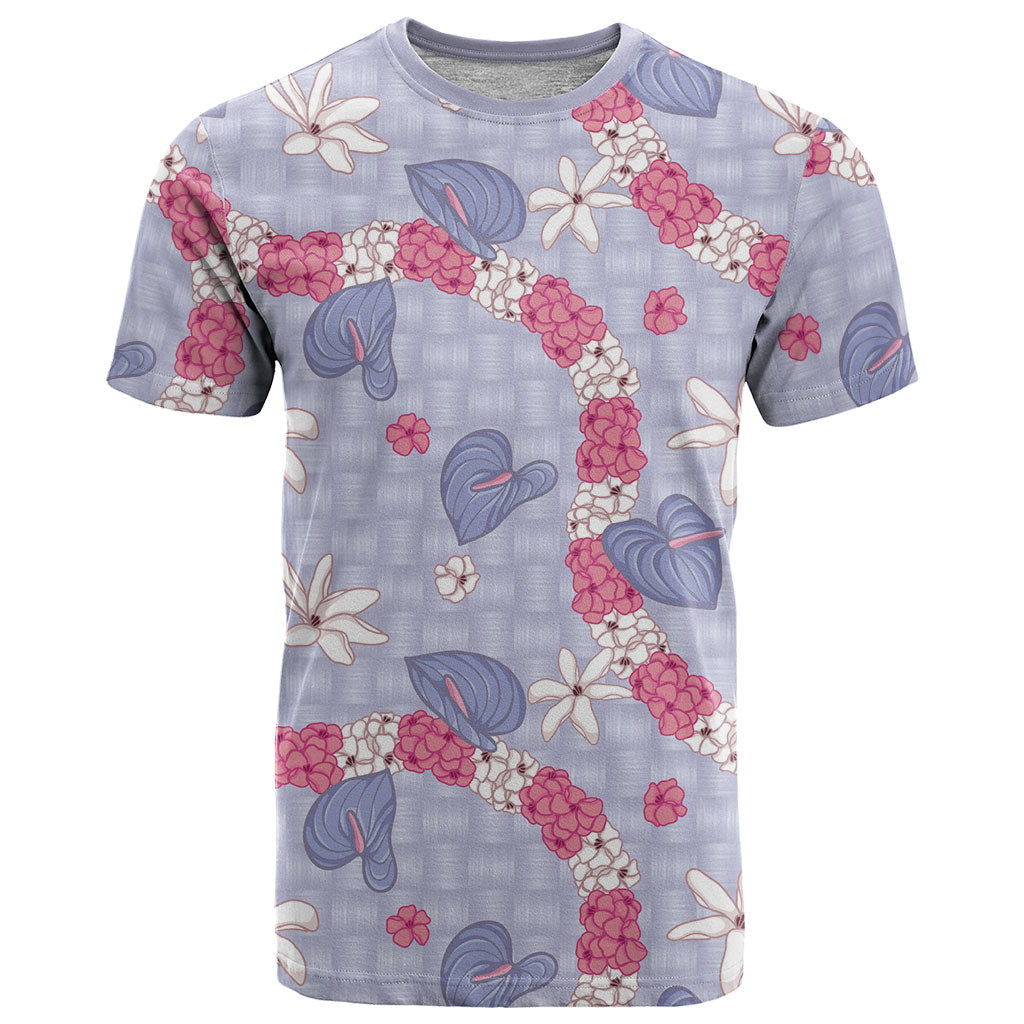 Hawaii Anthurium Tiare Pikake Lei T Shirt Poni Lauhala Art Pattern