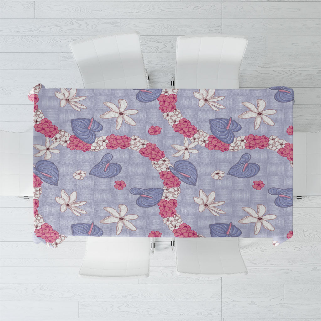 Hawaii Anthurium Tiare Pikake Lei Tablecloth Poni Lauhala Art Pattern LT01 Purple - Polynesian Pride