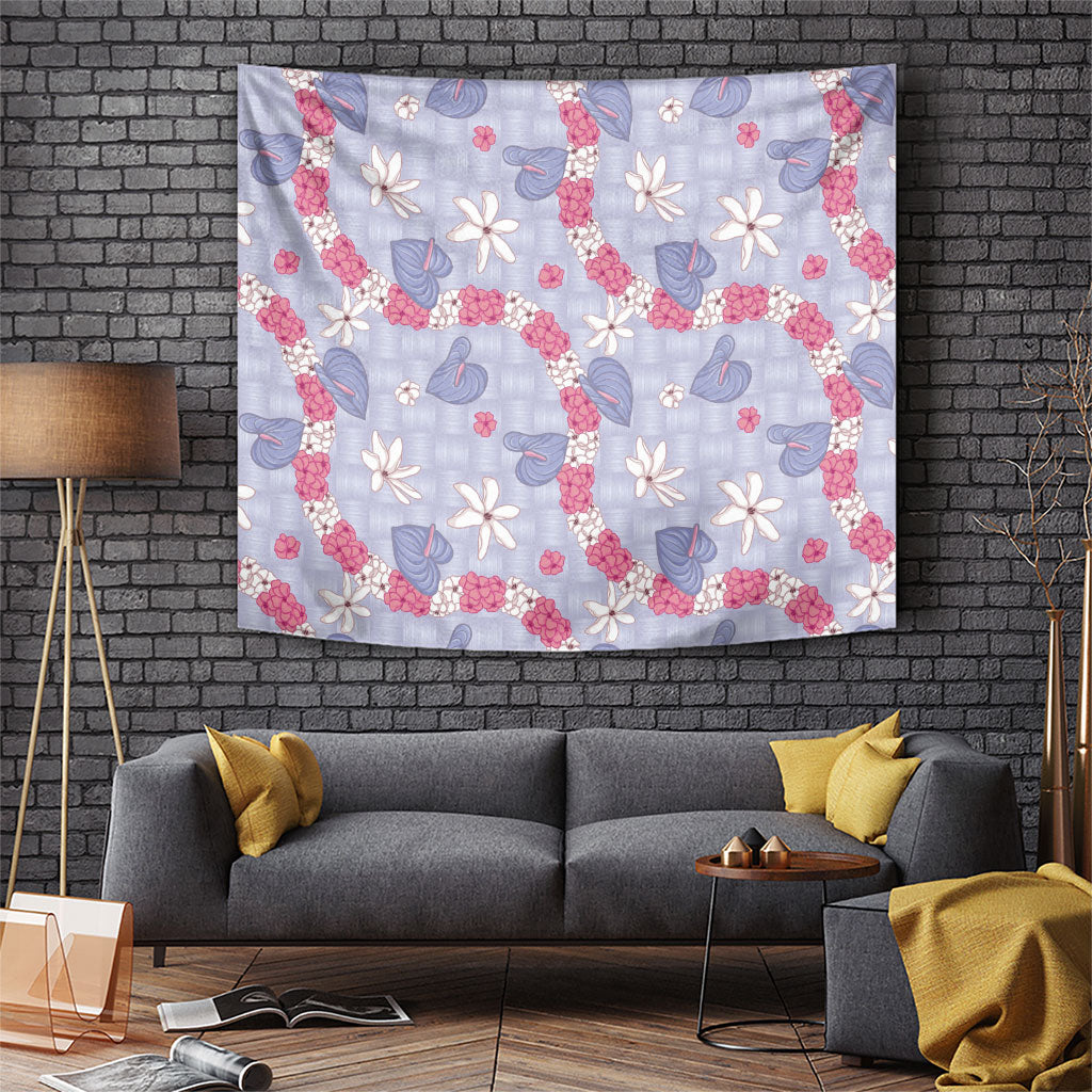 Hawaii Anthurium Tiare Pikake Lei Tapestry Poni Lauhala Art Pattern