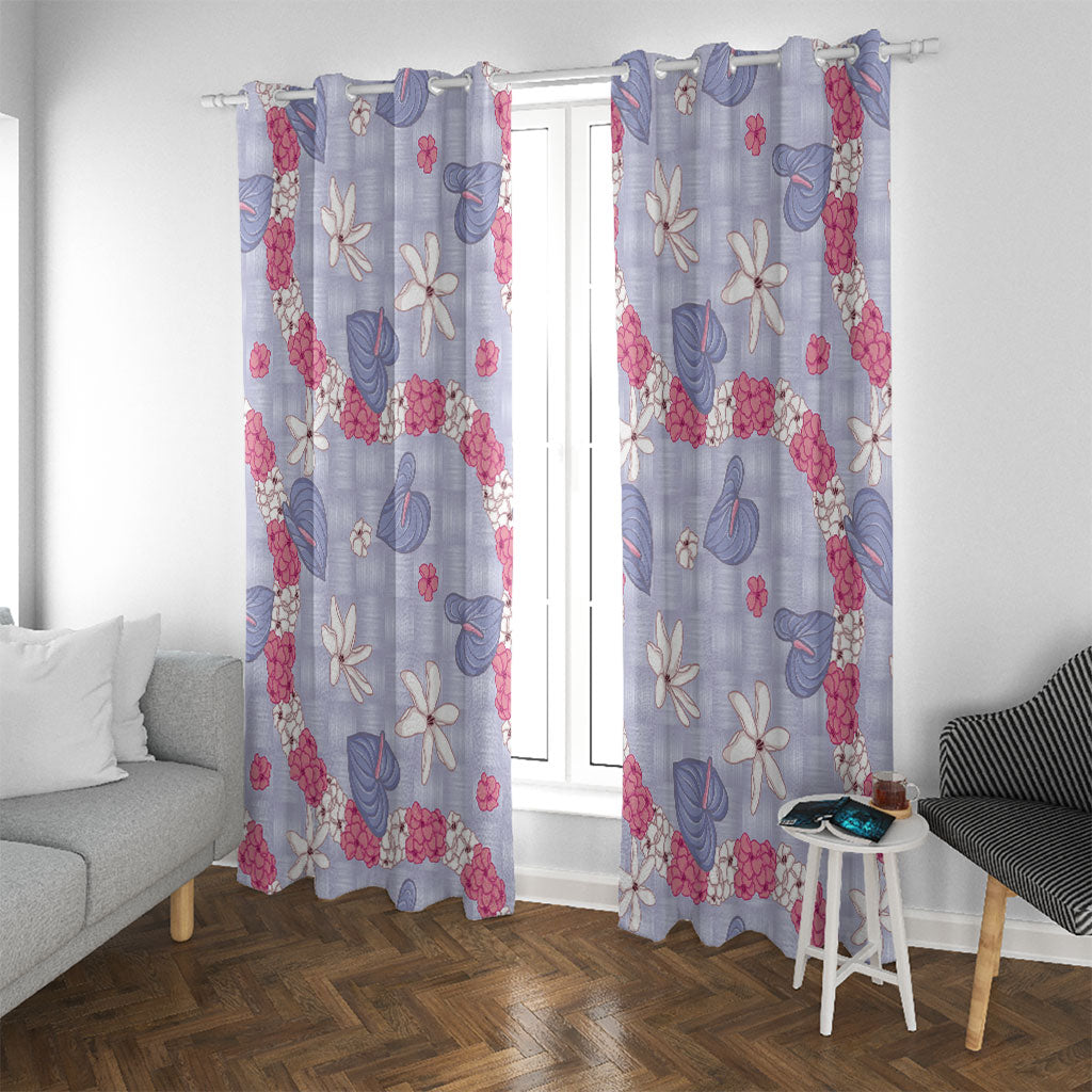 Hawaii Anthurium Tiare Pikake Lei Window Curtain Poni Lauhala Art Pattern