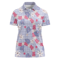 Hawaii Anthurium Tiare Pikake Lei Women Polo Shirt Poni Lauhala Art Pattern LT01 Female Purple - Polynesian Pride