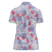 Hawaii Anthurium Tiare Pikake Lei Women Polo Shirt Poni Lauhala Art Pattern LT01 - Polynesian Pride