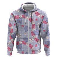 Hawaii Anthurium Tiare Pikake Lei Zip Hoodie Poni Lauhala Art Pattern LT01 Zip Hoodie Purple - Polynesian Pride