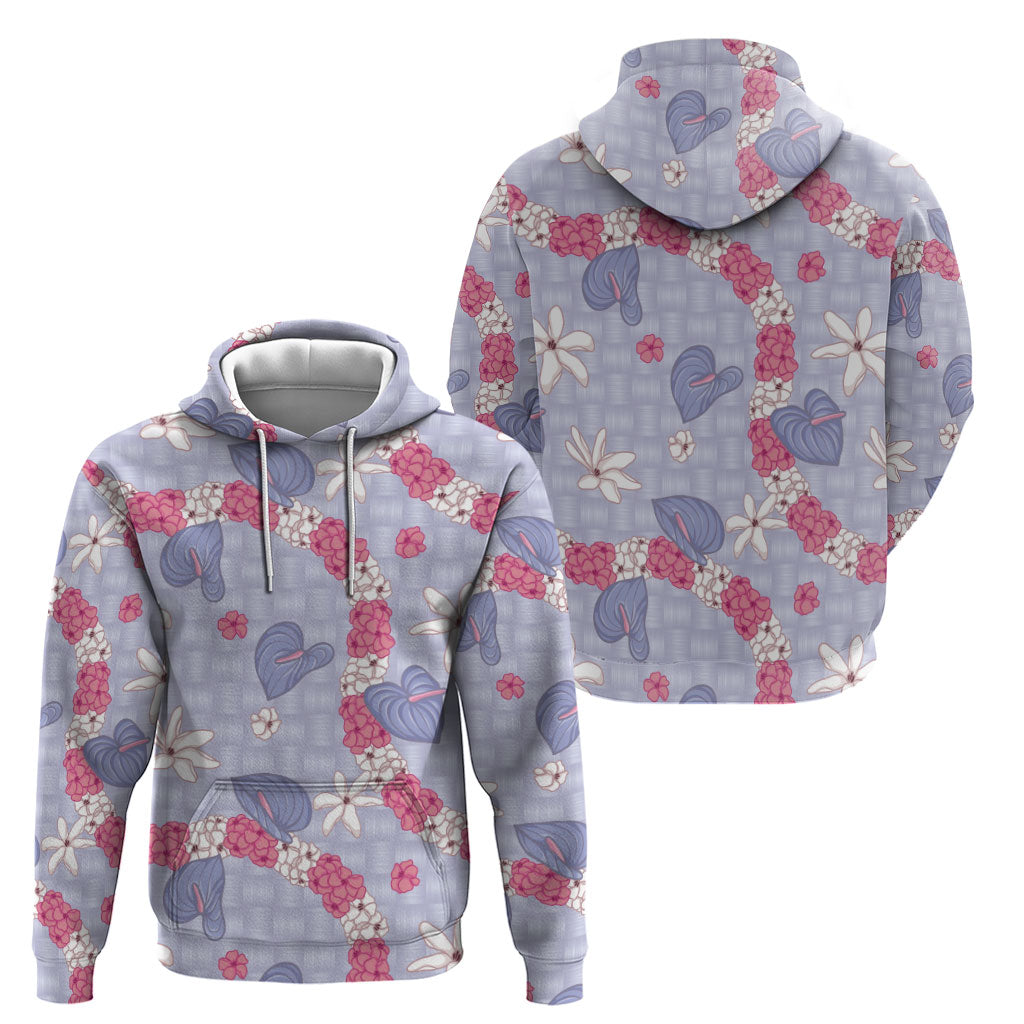 Hawaii Anthurium Tiare Pikake Lei Zip Hoodie Poni Lauhala Art Pattern LT01 - Polynesian Pride