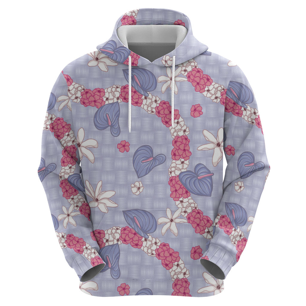 Hawaii Anthurium Tiare Pikake Lei Zip Hoodie Poni Lauhala Art Pattern LT01 - Polynesian Pride