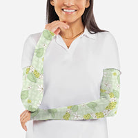 Hawaii Anthurium Tiare Pikake Lei Arm Sleeves Sage Green Lauhala Art Pattern