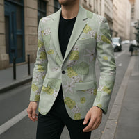 Hawaii Anthurium Tiare Pikake Lei Blazer Sage Green Lauhala Art Pattern LT01 - Polynesian Pride