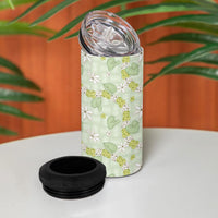 Hawaii Anthurium Tiare Pikake Lei 4 in 1 Can Cooler Tumbler Sage Green Lauhala Art Pattern LT01 - Polynesian Pride
