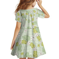 Hawaii Anthurium Tiare Pikake Lei Family Matching Tank Maxi Dress and Hawaiian Shirt Sage Green Lauhala Art Pattern