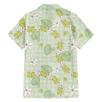 Hawaii Anthurium Tiare Pikake Lei Hawaiian Shirt Sage Green Lauhala Art Pattern LT01 - Polynesian Pride