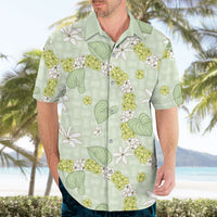 Hawaii Anthurium Tiare Pikake Lei Hawaiian Shirt Sage Green Lauhala Art Pattern LT01 - Polynesian Pride