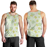 Hawaii Anthurium Tiare Pikake Lei Men Tank Top Sage Green Lauhala Art Pattern