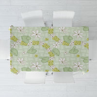 Hawaii Anthurium Tiare Pikake Lei Tablecloth Sage Green Lauhala Art Pattern LT01 Green - Polynesian Pride