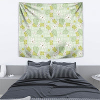Hawaii Anthurium Tiare Pikake Lei Tapestry Sage Green Lauhala Art Pattern