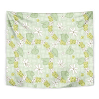 Hawaii Anthurium Tiare Pikake Lei Tapestry Sage Green Lauhala Art Pattern