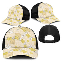Hawaii Anthurium Tiare Pikake Lei Baseball Net Cap Melemele Lauhala Art Pattern LT01 - Polynesian Pride
