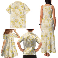 Hawaii Anthurium Tiare Pikake Lei Family Matching Tank Maxi Dress and Hawaiian Shirt Melemele Lauhala Art Pattern