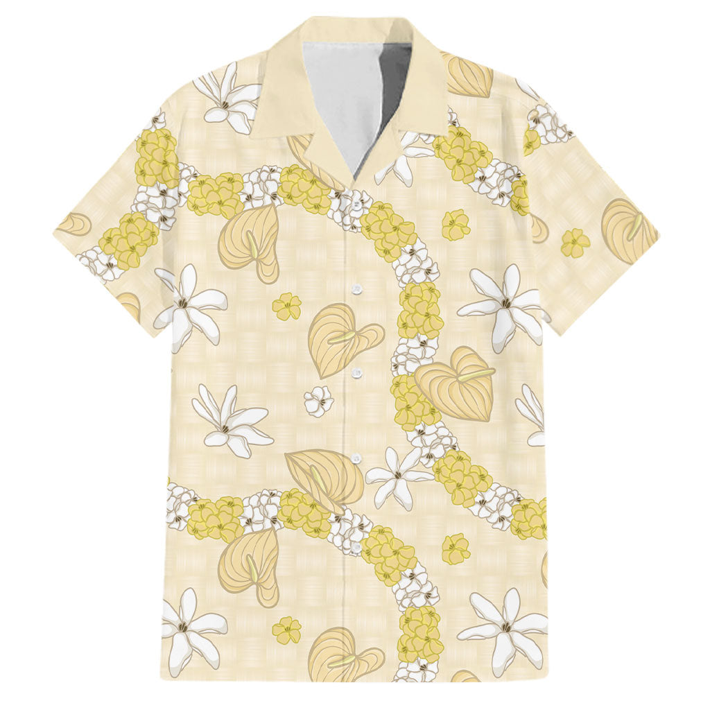 Hawaii Anthurium Tiare Pikake Lei Family Matching Tank Maxi Dress and Hawaiian Shirt Melemele Lauhala Art Pattern