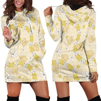 Hawaii Anthurium Tiare Pikake Lei Hoodie Dress Melemele Lauhala Art Pattern LT01 - Polynesian Pride