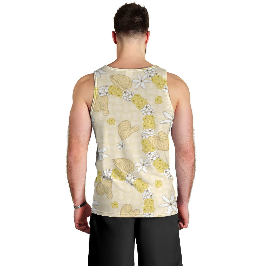 Hawaii Anthurium Tiare Pikake Lei Men Tank Top Melemele Lauhala Art Pattern LT01 - Polynesian Pride