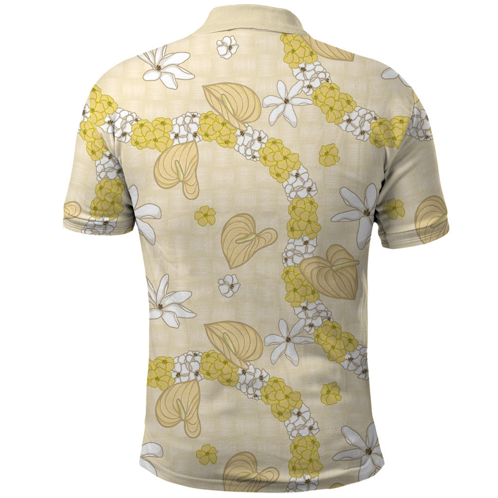 Hawaii Anthurium Tiare Pikake Lei Polo Shirt Melemele Lauhala Art Pattern