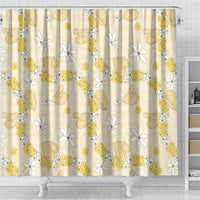 Hawaii Anthurium Tiare Pikake Lei Shower Curtain Melemele Lauhala Art Pattern