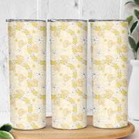 Hawaii Anthurium Tiare Pikake Lei Skinny Tumbler Melemele Lauhala Art Pattern