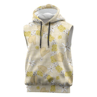 Hawaii Anthurium Tiare Pikake Lei Sleeveless Hoodie Melemele Lauhala Art Pattern