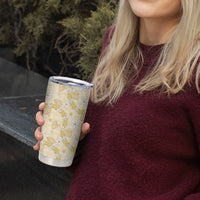 Hawaii Anthurium Tiare Pikake Lei Tumbler Cup Melemele Lauhala Art Pattern