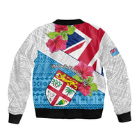 Fiji Day Sleeve Zip Bomber Jacket Fijian Hibiscus Special Version LT01 - Polynesian Pride