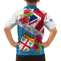 Personalised Fiji Day Family Matching Off Shoulder Maxi Dress and Hawaiian Shirt Fijian Hibiscus Special Version LT01 - Polynesian Pride