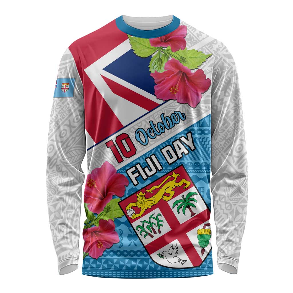 Personalised Fiji Day Long Sleeve Shirt Fijian Hibiscus Special Version LT01