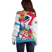 Personalised Fiji Day Off Shoulder Sweater Fijian Hibiscus Special Version LT01 - Polynesian Pride