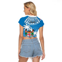 Fiji Raglan Cropped T Shirt Bula Fijian Tapa Pattern LT01 - Polynesian Pride