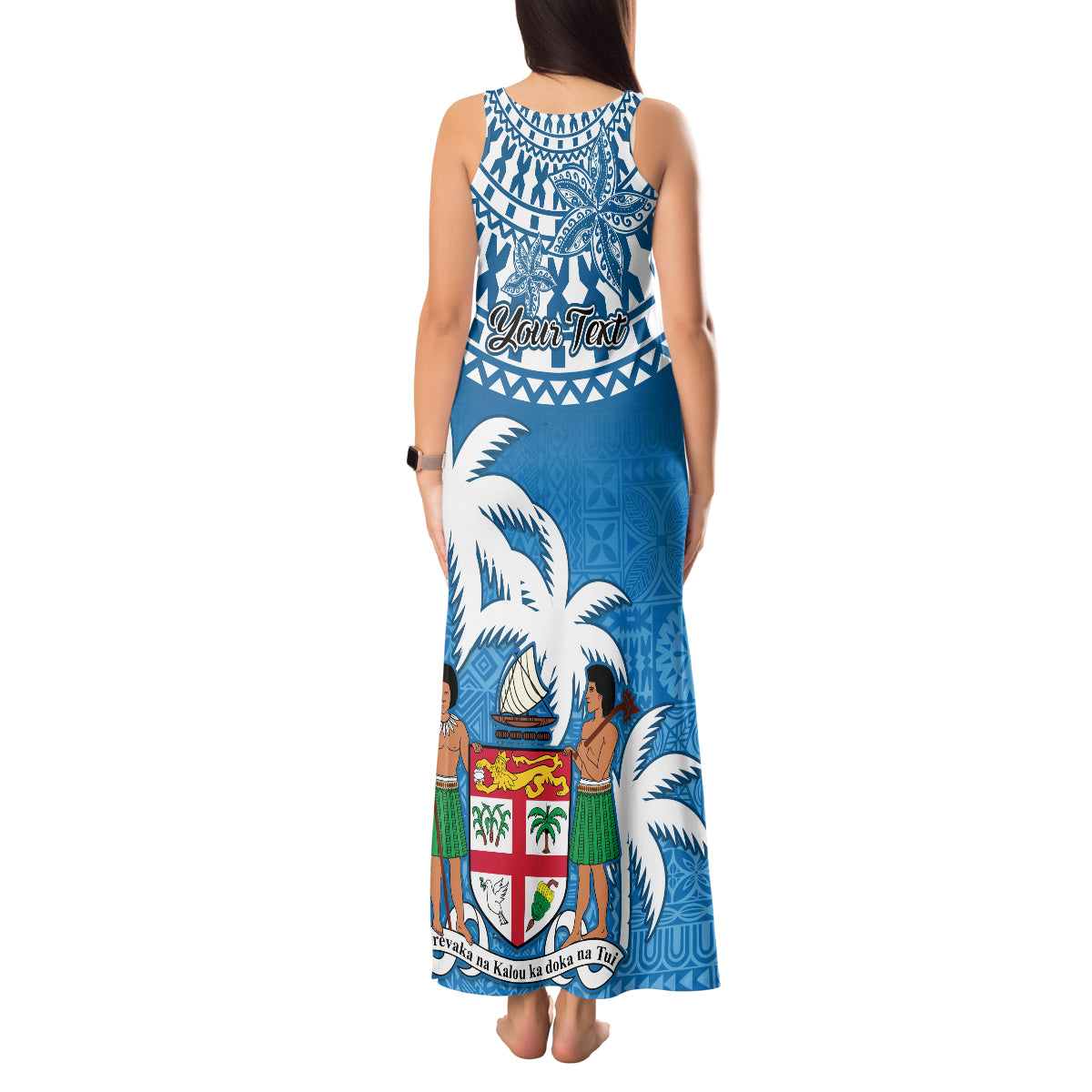 Personalised Fiji Tank Maxi Dress Bula Fijian Tapa Pattern LT01 - Polynesian Pride