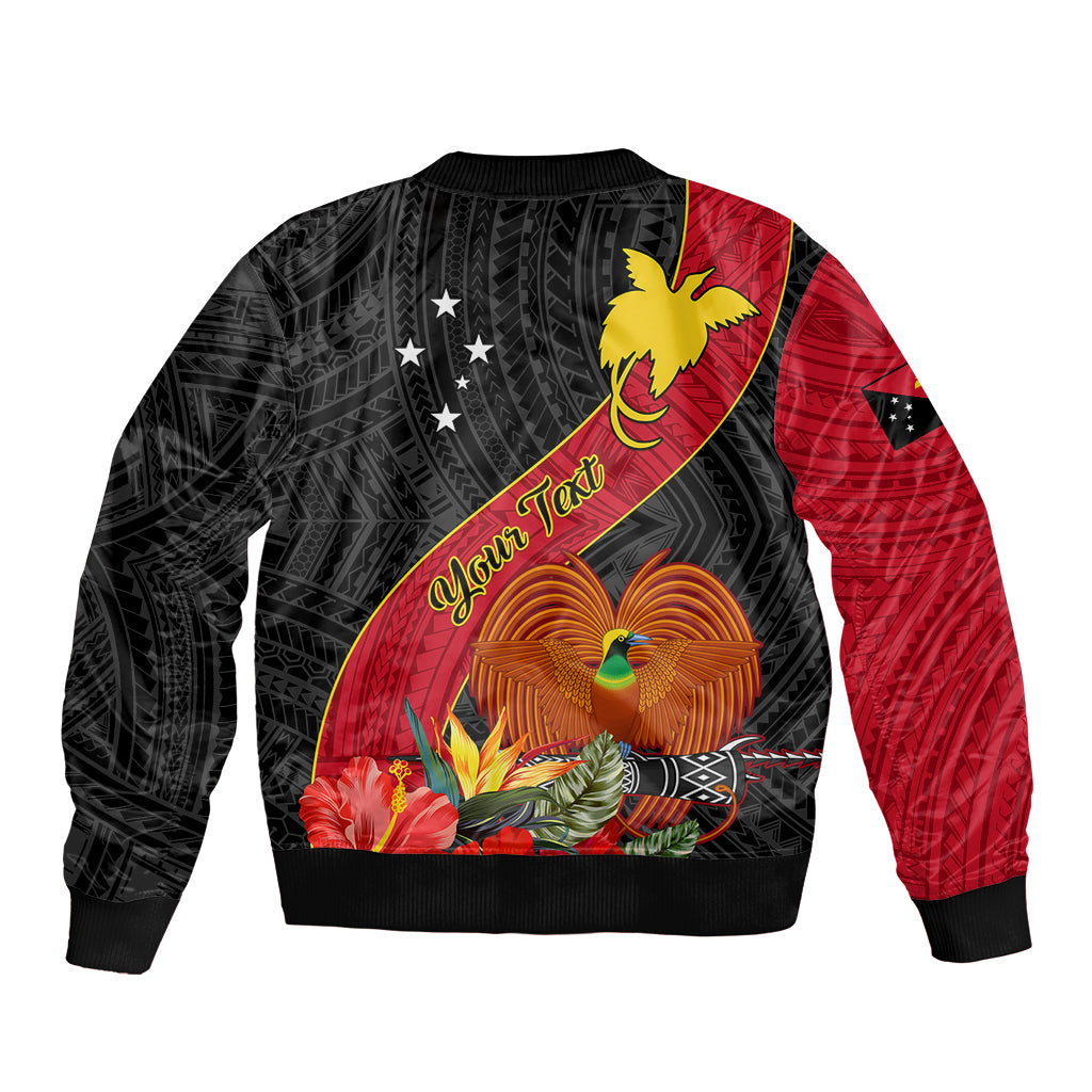 Personalised Papua New Guinea Bomber Jacket Bird Of Paradise With Tropical Flower LT01 - Polynesian Pride