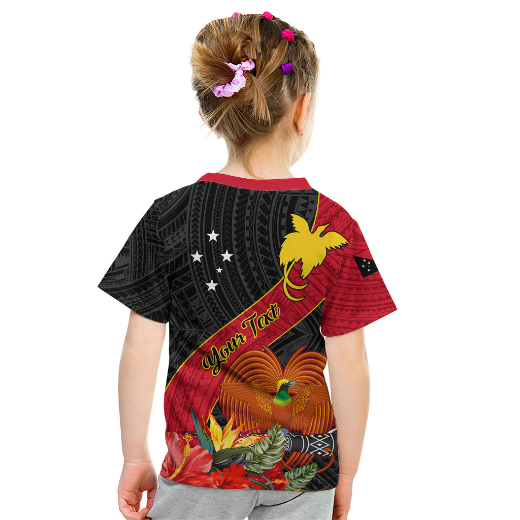 Personalised Papua New Guinea Kid T Shirt Bird Of Paradise With Tropical Flower LT01 - Polynesian Pride