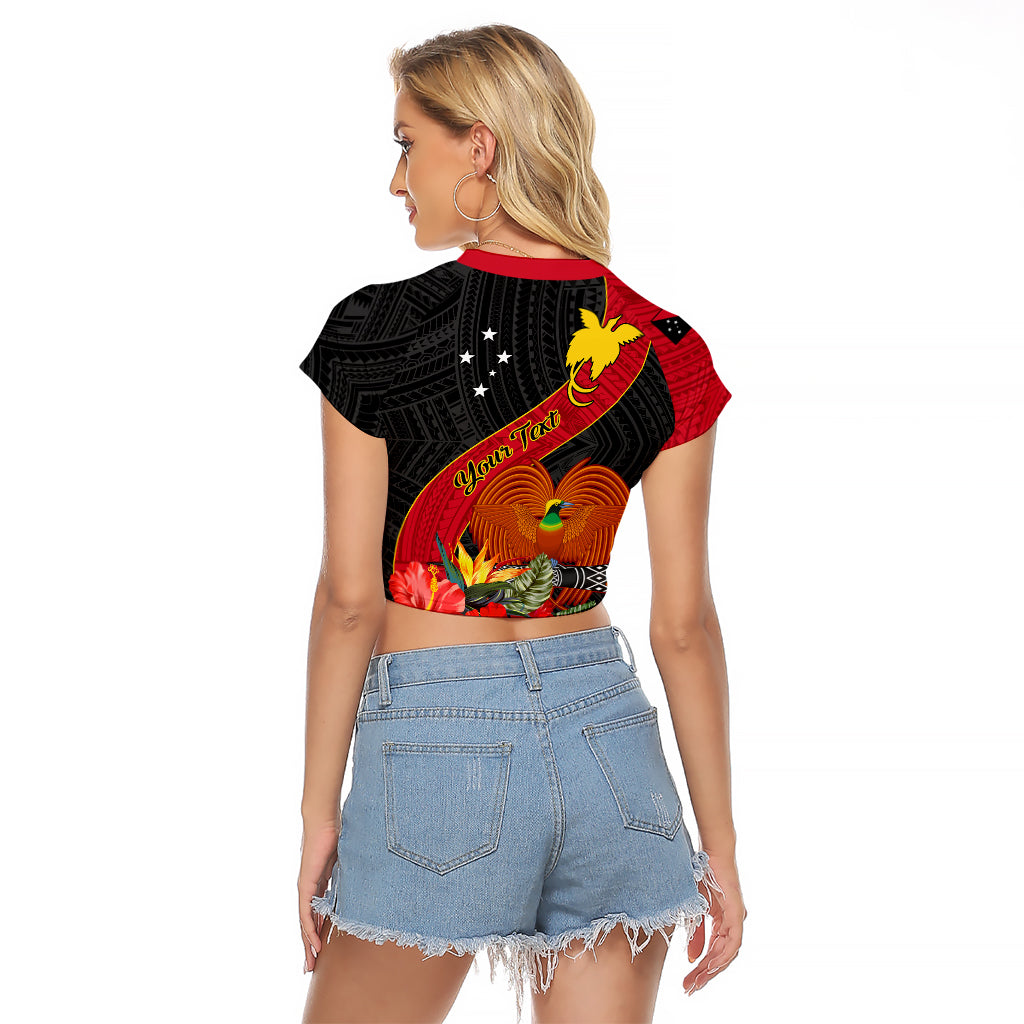 Personalised Papua New Guinea Raglan Cropped T Shirt Bird Of Paradise With Tropical Flower LT01 - Polynesian Pride