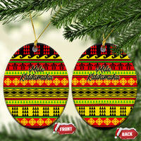 Hawaii Christmas Ceramic Ornament Hawaiian Quilt Pattern Reggae Version LT01 Oval Art - Polynesian Pride