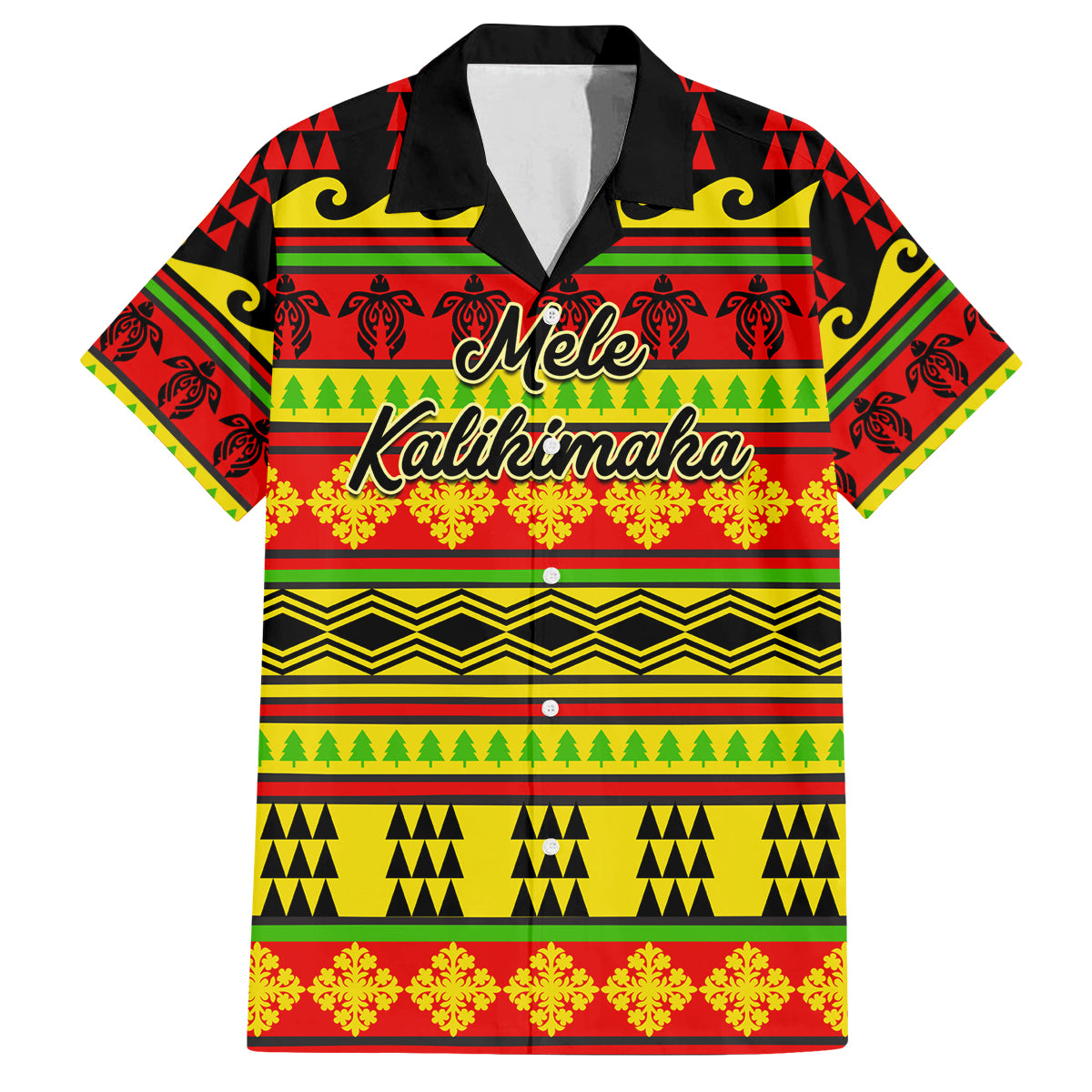 Custom Hawaii Christmas Family Matching Summer Maxi Dress and Hawaiian Shirt Hawaiian Quilt Pattern Reggae Version LT01 Dad's Shirt - Short Sleeve Art - Polynesian Pride