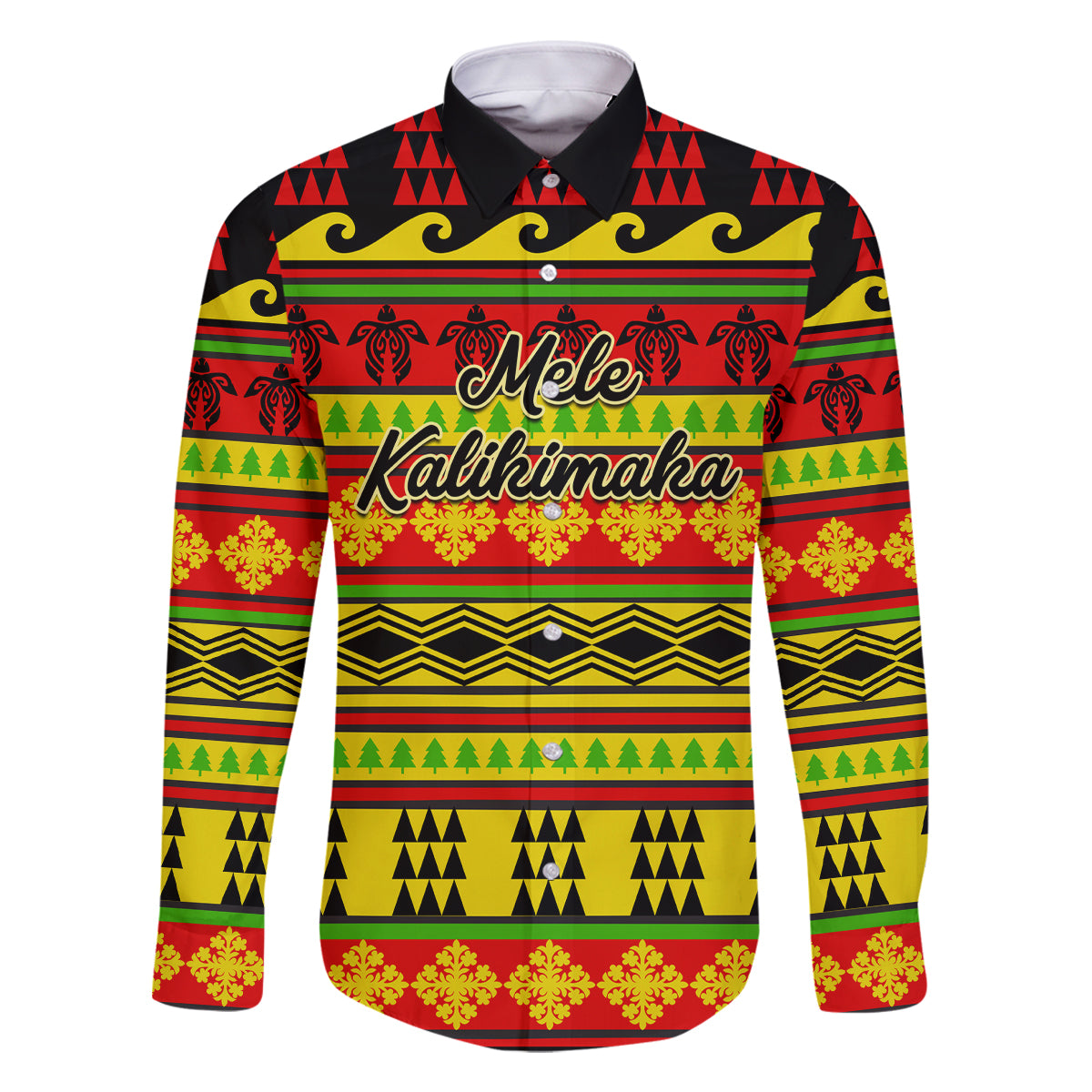 Custom Hawaii Christmas Family Matching Summer Maxi Dress and Hawaiian Shirt Hawaiian Quilt Pattern Reggae Version LT01 Dad's Shirt - Long Sleeve Art - Polynesian Pride